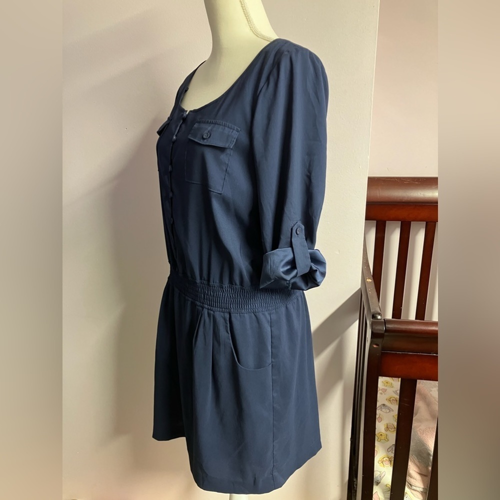 Gianni Bini Women’s Dress, Size XS, Roll Up Sleeves, Navy Blue - Picture 2 of 8